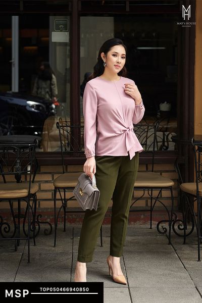 Áo kiểu nữ tay dài nơ eo