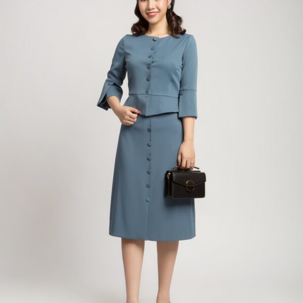 Bộ vest nữ croptop chân váy chữ A