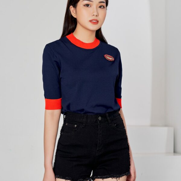 Áo thun nữ mông tơ ghi xanh