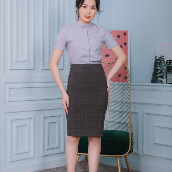 Áo sơ mi nữ phối tay lơ vê