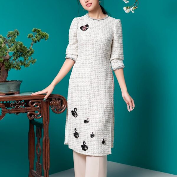 Bộ áo dài nữ Sequin đính sticker cách tân