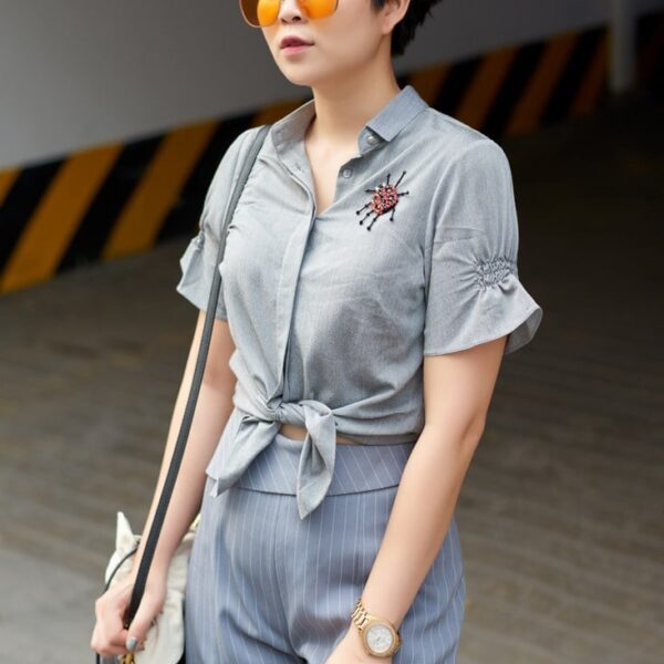 Áo sơ mi nữ tay chun