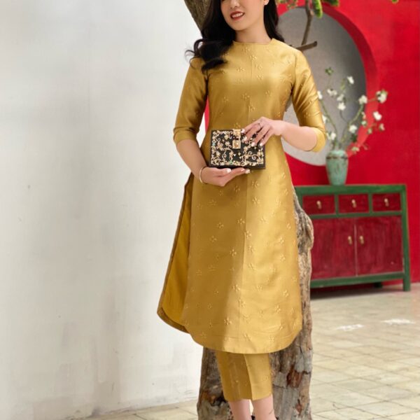 Bộ áo dài Taffeta trơn