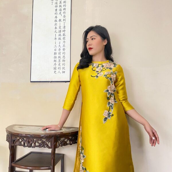 Bộ áo dài Taffeta đính kết