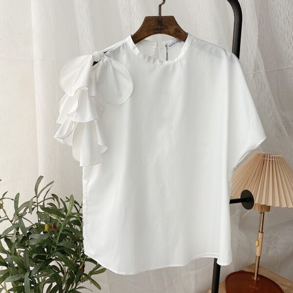 Áo sơ mi kiểu tay bèo trắng