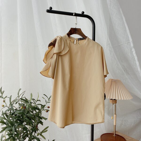 Áo sơ mi kiểu tay bèo nâu